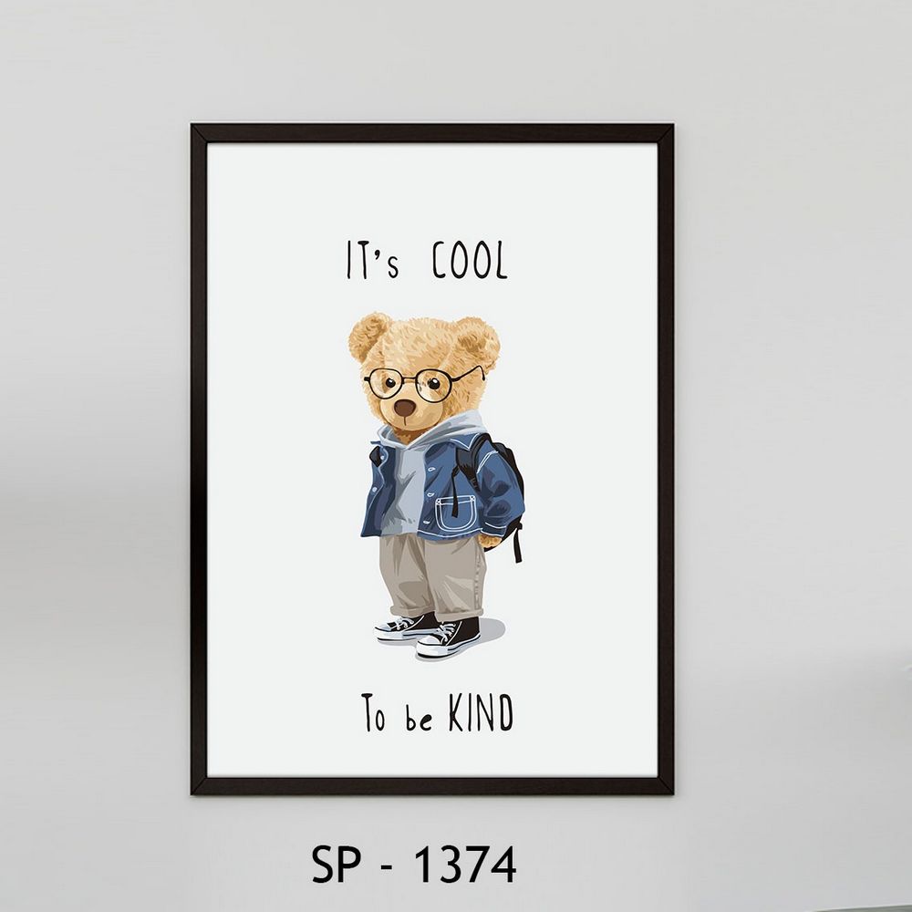 תמונת קנבס קריקטורה דובי מצויר It's cool to be kind